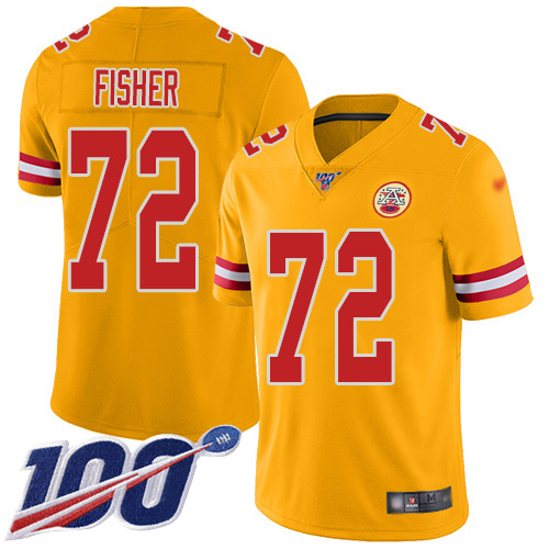 Youth Kansas City Chiefs #72 Fisher Eric Limited Gold Inverted Legend 100th Season Football Nike NFL Jersey->youth nfl jersey->Youth Jersey